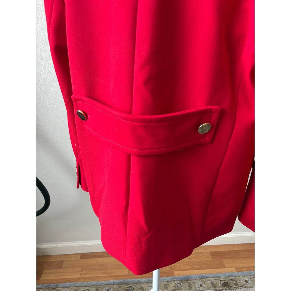 Zara Woman Red Mid Length Jacket Coat XL Statement Collar Metal Buttons - Picture 3 of 11